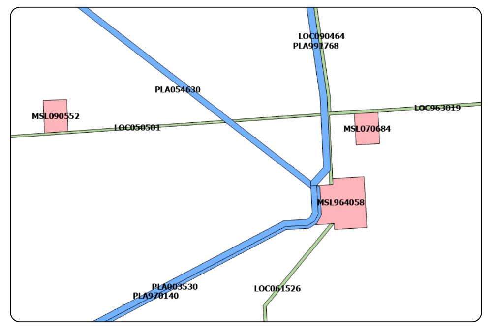 Digital map showing Crown land dispositions, linear features, and labeled lease areas