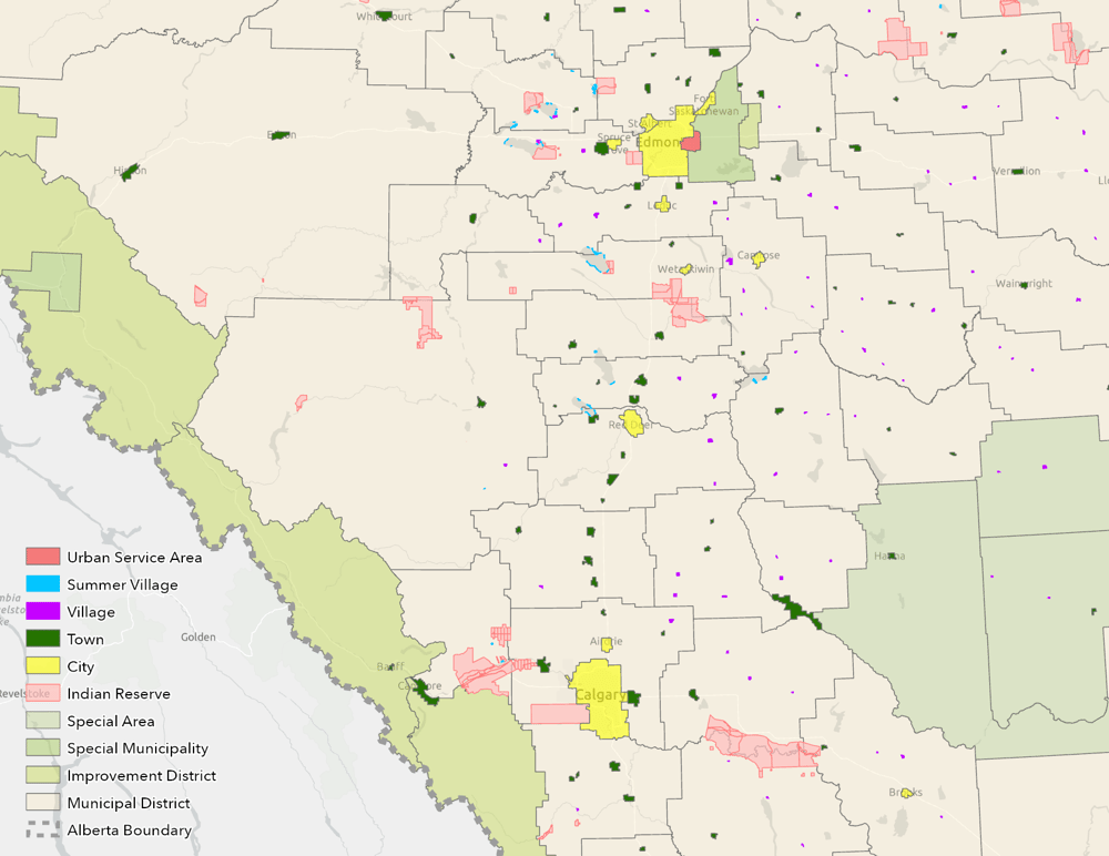 Alberta Map of Geo-Administrative Boundaries