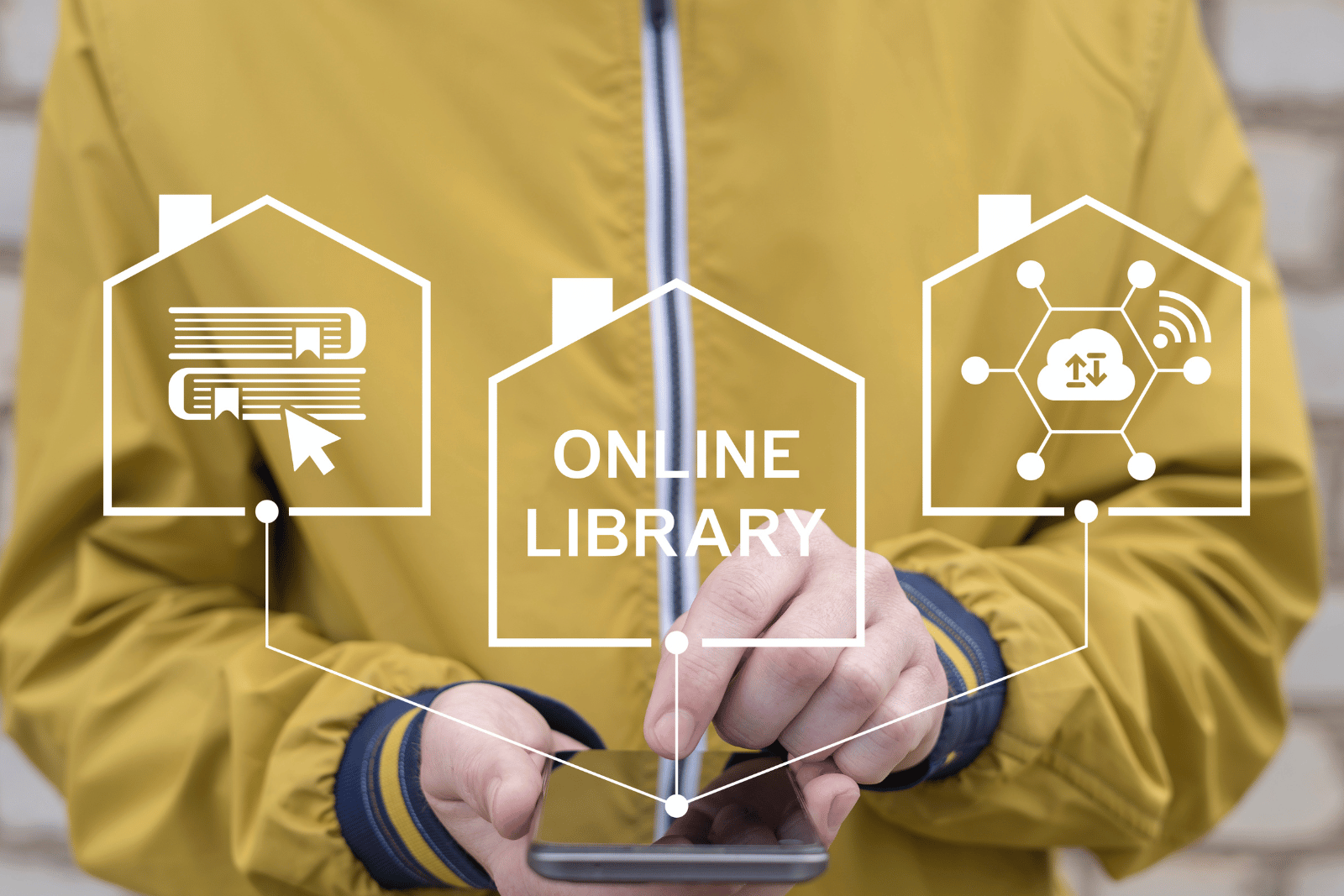 Digital library graphic showing online access to land administration documents and resources
