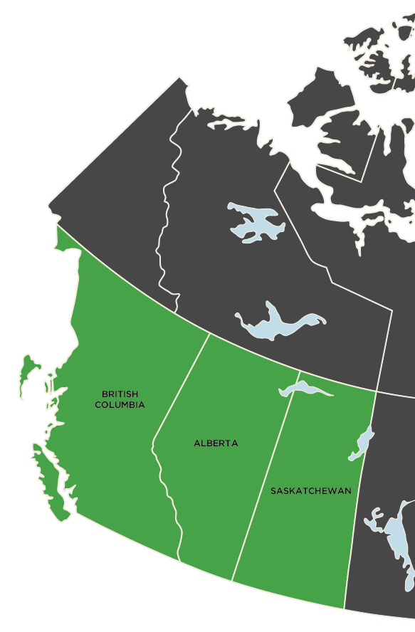 British Columbia, Alberta and Saskatchewan Map